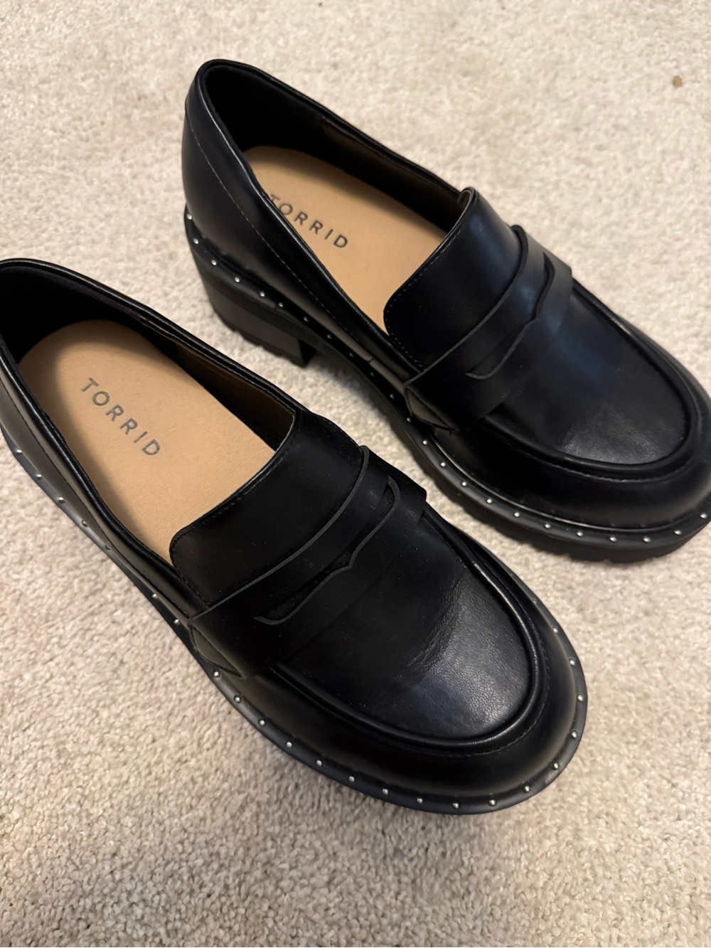 torrid Black Studded Platform Penny Loafers